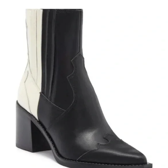 Dolce Vita Black and Cream Heeled Boots - Picture 3 of 8